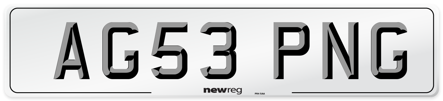AG53 PNG Number Plate from New Reg